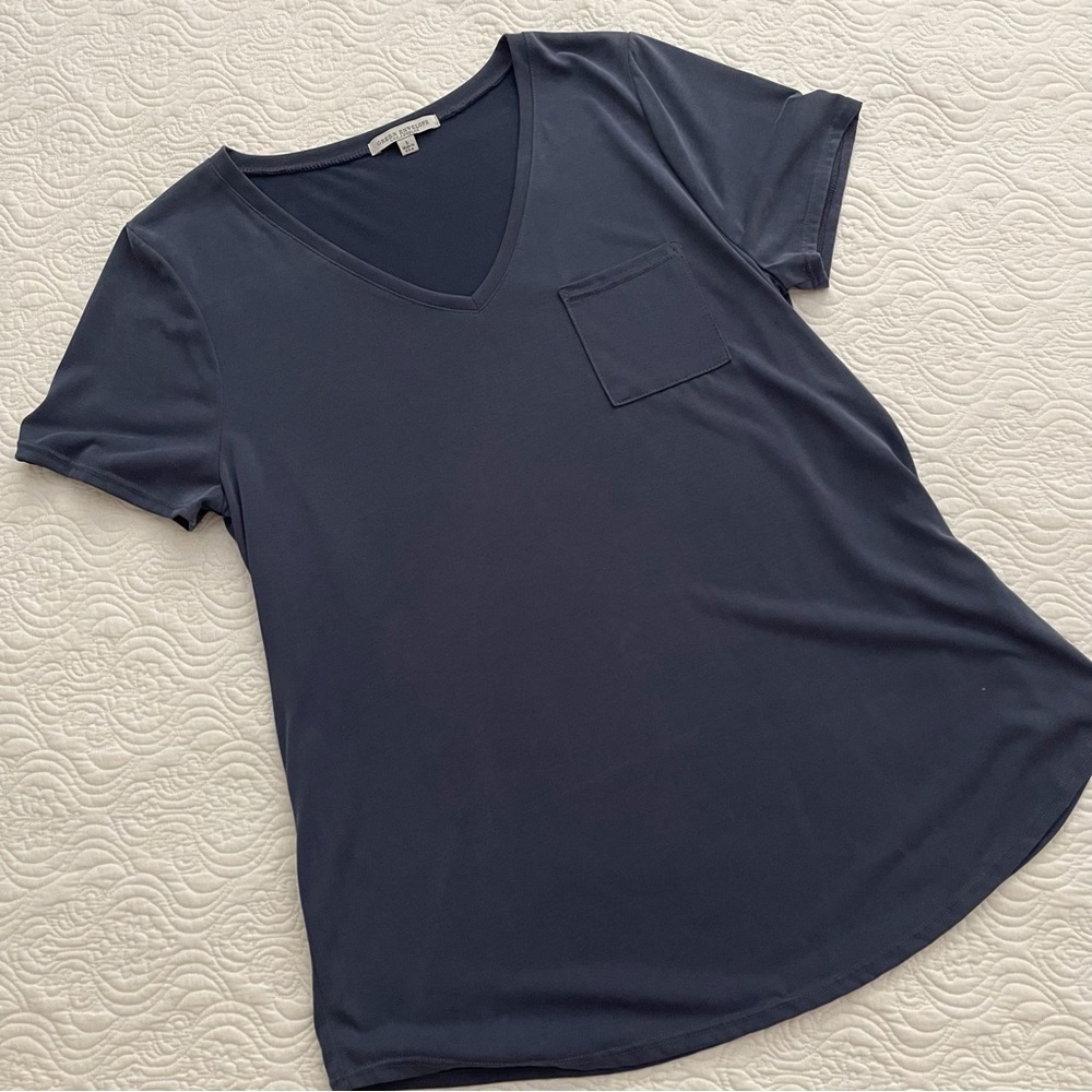 Green Envelope Short Sleeve V-Neck Top Sz L - Picture 5 of 11